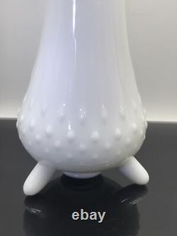Vintage L. E. Smith-White Milk Glass Swung Vase-Three Toe-13.25 -MCM