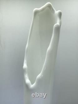 Vintage L. E. Smith-White Milk Glass Swung Vase-Three Toe-13.25 -MCM