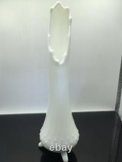 Vintage L. E. Smith-White Milk Glass Swung Vase-Three Toe-13.25 -MCM