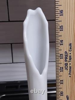 Vintage L. E. Smith White Milk Swung Vase 16.5 hobnail 3 toed