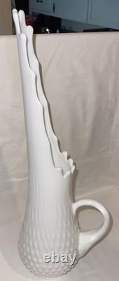 Vintage LARGE Fenton Milk Glass Hobnail Swung Vase Pitcher 18 Tall