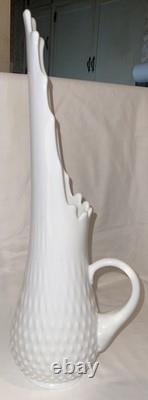 Vintage LARGE Fenton Milk Glass Hobnail Swung Vase Pitcher 18 Tall