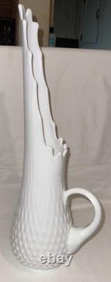 Vintage LARGE Fenton Milk Glass Hobnail Swung Vase Pitcher 18 Tall