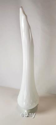 Vintage LE Smith White Milk Glass Swung Stretch Vase Three Toe Hobnail MCM 14