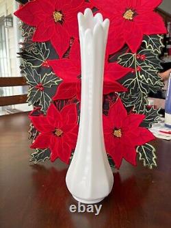 Vintage LE Smith milk glass paneled swung vase