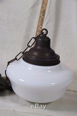 Vintage Large Industrial 11 Milk Glass Fixture Light 1920s Unique Globe