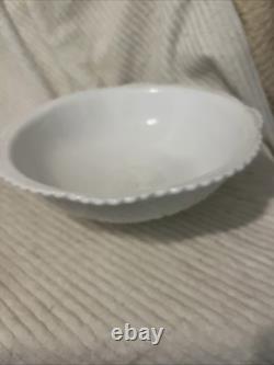 Vintage Large McKee White Milk Glass Old Quilt Design Punch or Fruit Bowl