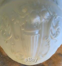 Vintage Large Victorian Art Deco White Milk Glass Shade Ceiling Light Fixture