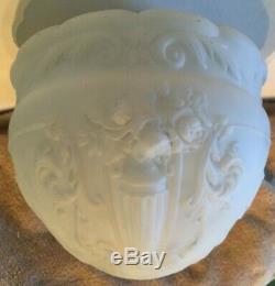 Vintage Large Victorian Art Deco White Milk Glass Shade Ceiling Light Fixture