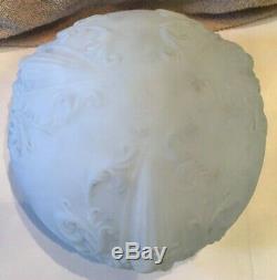 Vintage Large Victorian Art Deco White Milk Glass Shade Ceiling Light Fixture