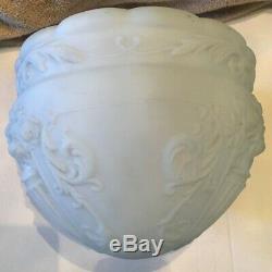 Vintage Large Victorian Art Deco White Milk Glass Shade Ceiling Light Fixture