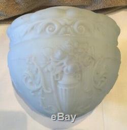 Vintage Large Victorian Art Deco White Milk Glass Shade Ceiling Light Fixture