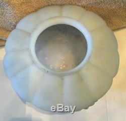 Vintage Large Victorian Art Deco White Milk Glass Shade Ceiling Light Fixture