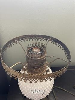Vintage Large White Milk Glass Hobnail Table Lamp Romantic Bedroom Light