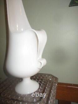 Vintage Le Smith Glass XL MCM Swung Pitcher Ewer Vase Htf Milk Glass Smoothie