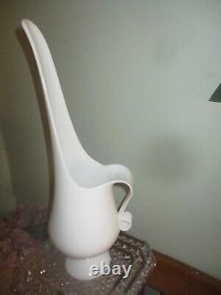 Vintage Le Smith Glass XL MCM Swung Pitcher Ewer Vase Htf Milk Glass Smoothie