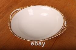 Vintage Limoge White Serving Bowl Gold Trim Milk Glass 7 1/4