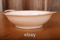 Vintage Limoge White Serving Bowl Gold Trim Milk Glass 7 1/4