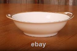 Vintage Limoge White Serving Bowl Gold Trim Milk Glass 7 1/4