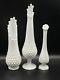 Vintage Lot Of 3 Fenton White Milk Glass Swung Hobnail Pedestal Vase 60's Mcm