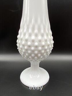 Vintage Lot Of 3 Fenton White Milk Glass Swung Hobnail Pedestal Vase 60's MCM