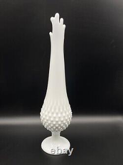 Vintage Lot Of 3 Fenton White Milk Glass Swung Hobnail Pedestal Vase 60's MCM