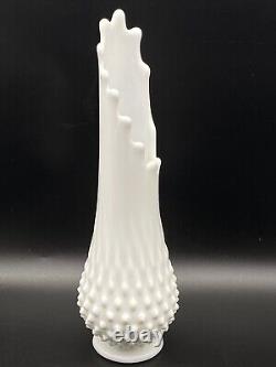 Vintage Lot Of 3 Fenton White Milk Glass Swung Hobnail Pedestal Vase 60's MCM