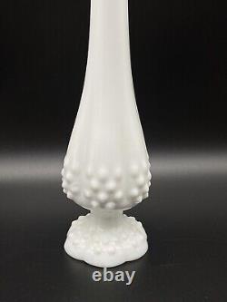 Vintage Lot Of 3 Fenton White Milk Glass Swung Hobnail Pedestal Vase 60's MCM