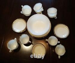 Vintage Lot Of Fire King Milk Glass Swirl Pattern With Gold Trim 30 Pieces