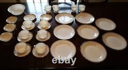 Vintage Lot Of Fire King Milk Glass Swirl Pattern With Gold Trim 30 Pieces