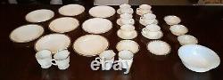 Vintage Lot Of Fire King Milk Glass Swirl Pattern With Gold Trim 30 Pieces