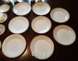 Vintage Lot Of Fire King Milk Glass Swirl Pattern With Gold Trim 30 Pieces