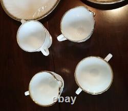 Vintage Lot Of Fire King Milk Glass Swirl Pattern With Gold Trim 30 Pieces