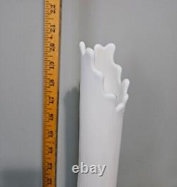 Vintage MCM Fenton White Milk Glass Hobnail Swung Vase Stretch 20 Tall