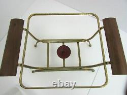 Vintage MCM Glasbake J-247 Chafing Dish With Starburst Wood Handles Lid Wire Rack