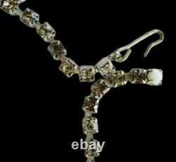 Vintage MCM Milk Glass Rhinestones Choker Necklace 15 Runway Style Mid Century