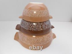 Vintage MCM Pyrex Cinderella Oven Nesting Bowls Set of 3 Woodland Brown, Tan