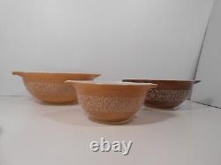 Vintage MCM Pyrex Cinderella Oven Nesting Bowls Set of 3 Woodland Brown, Tan