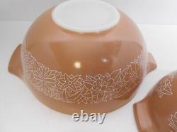 Vintage MCM Pyrex Cinderella Oven Nesting Bowls Set of 3 Woodland Brown, Tan