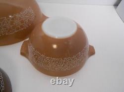 Vintage MCM Pyrex Cinderella Oven Nesting Bowls Set of 3 Woodland Brown, Tan