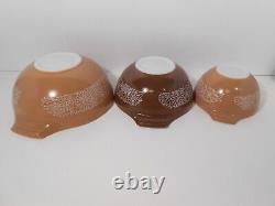 Vintage MCM Pyrex Cinderella Oven Nesting Bowls Set of 3 Woodland Brown, Tan