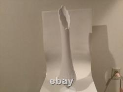Vintage MCM TALL 21 T FENTON Footed Swung MILK GLASS Vase HOBNAIL