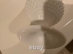 Vintage MCM TALL 21 T FENTON Footed Swung MILK GLASS Vase HOBNAIL