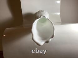 Vintage MCM TALL 21 T FENTON Footed Swung MILK GLASS Vase HOBNAIL