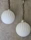 Vintage Mcm White Milk Glass Hanging Swag Ceiling Lamp Chandelier Hollywood