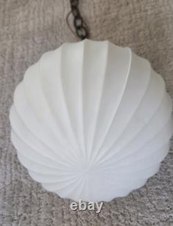 Vintage MCM White Milk Glass Hanging Swag Ceiling Lamp Chandelier Hollywood
