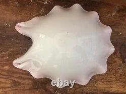 Vintage MURANO ART GLASS Ruffled Bowl ORANGE Encased Milk White Gold Flecks MCM