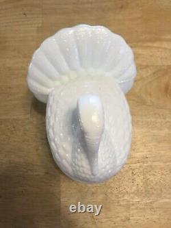 Vintage Martha by Mail LE Smith Milk Glass Turkey Lidded Candy Dish