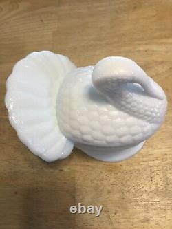 Vintage Martha by Mail LE Smith Milk Glass Turkey Lidded Candy Dish