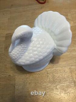 Vintage Martha by Mail LE Smith Milk Glass Turkey Lidded Candy Dish